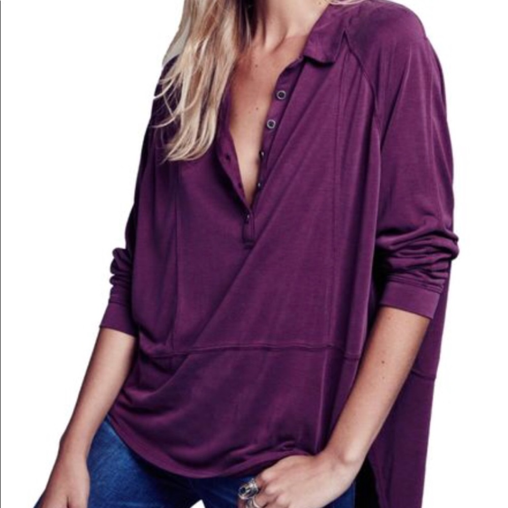 NWT Free People Rose Hi-Lo Plum Top Super Soft